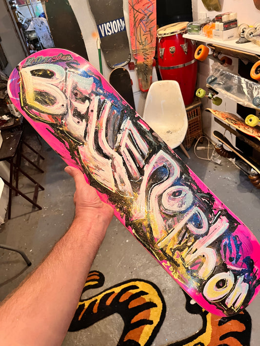 Bellerophon Pink Double Kick Skateboard complete